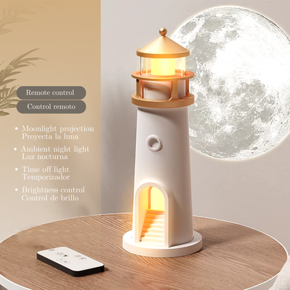 Lampara de Faro: Proyecta la Luna y Altavoz Bluetooth incluido